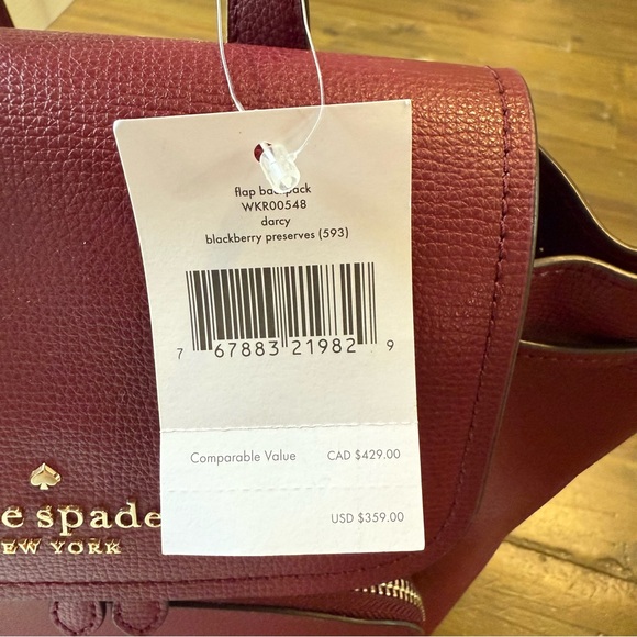 Kate Spade Deep Red Leather Burgundy Backpack - Picture 11 of 13